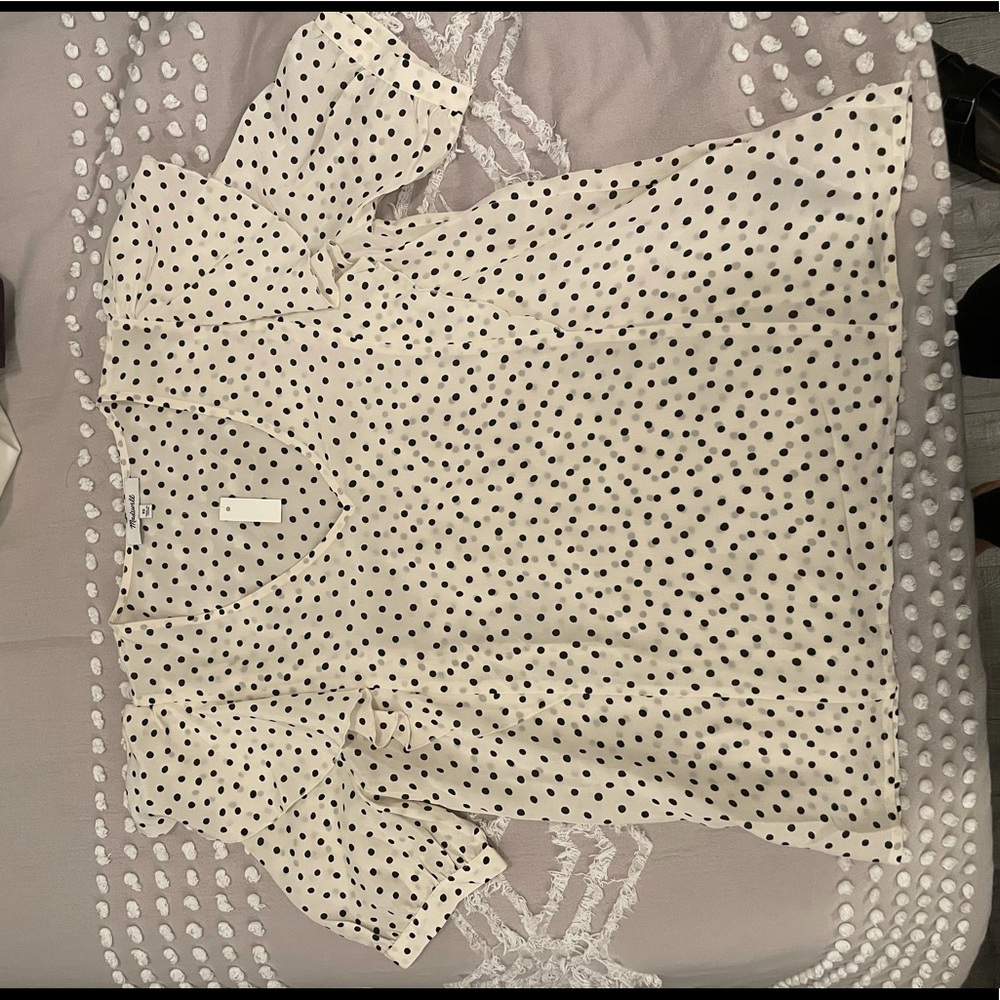 NWT - Madewell Ruffled Blouse - Polka Dot